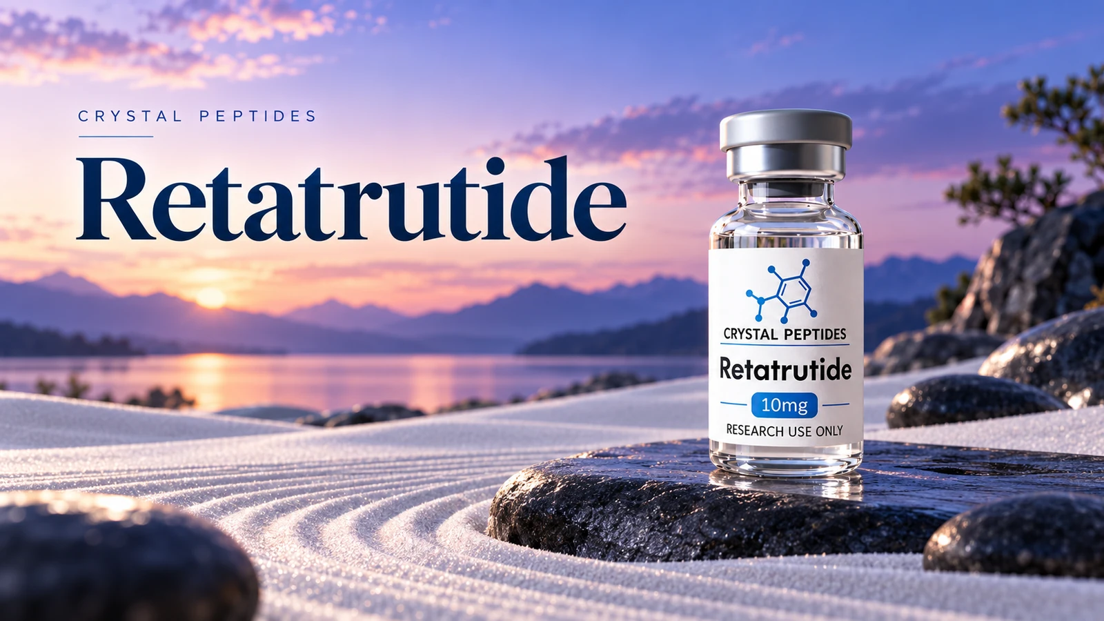 Redakčná ilustrácia produktu: Retatrutide — Crystal Peptides.